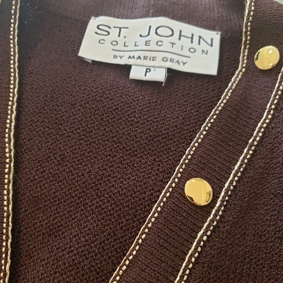 St. John Brown Cardigan Size Petite - Picture 5 of 8